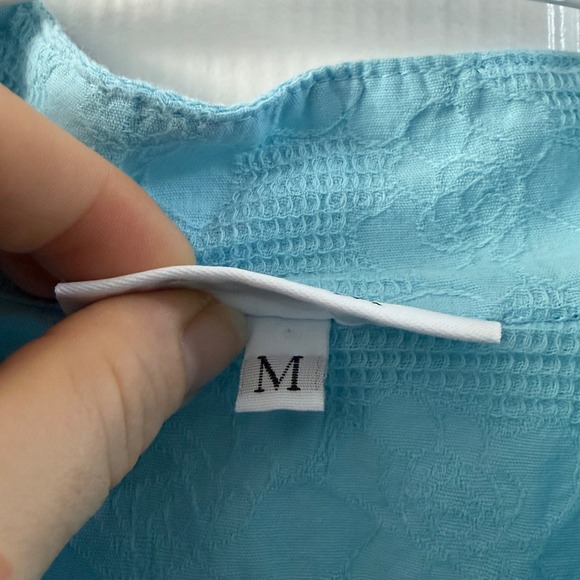 Bryn Walker Womens Blue Cotton Floral Jacquard Boxy Button Up Blouse Size M - Picture 3 of 6